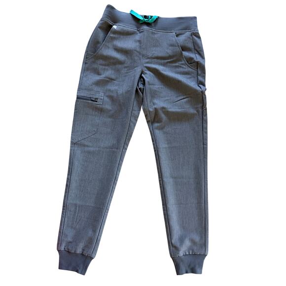 NWT FIGS gray w green drawstring Zamora joggers scrub pants sz XXS nurse medical - Picture 5 of 9